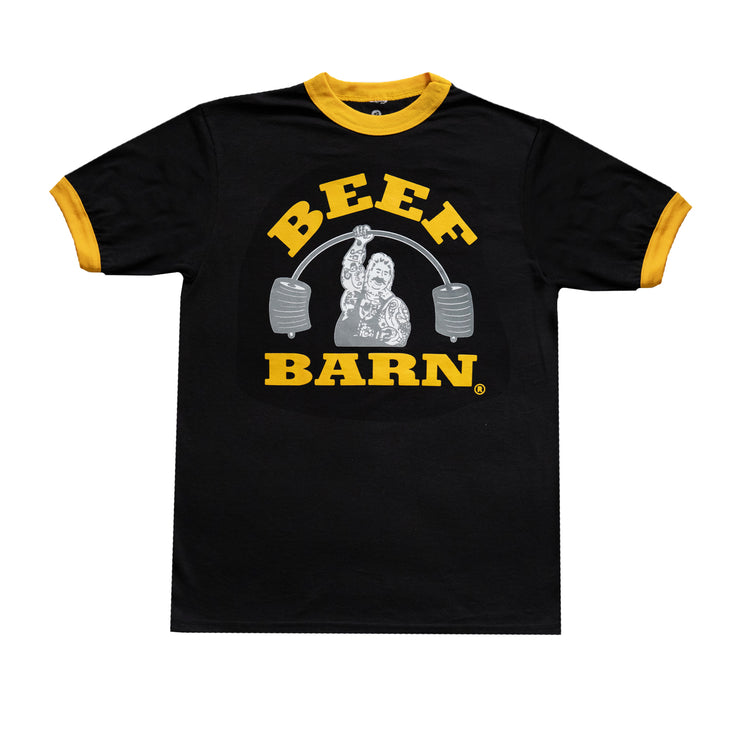 Beef Barn Ringer T-shirt Black/ Gold