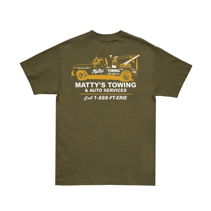 Matty Tow Truck 22 Olive Tshirt