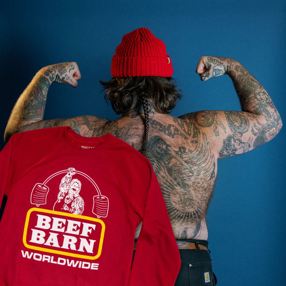 Beef Barn Worldwide Sweatshirt Beef Barn Crewneck SweatshirtMatty Matheson